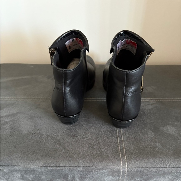 Rieker Black Ankle Boots with Textured Trim - Picture 5 of 14